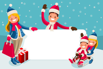 Advertise Family Winter Sale Vector