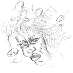 Woman with hair snakes