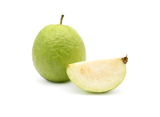 Fresh guava fruit cut out isolated on white background