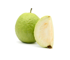 Fresh guava fruit cut out isolated on white background