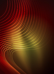Obraz premium Glowing wave created with particles on dark color background