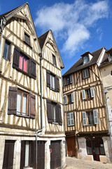 Maisons à pans de bois à Auxerre en Bourgogne, France