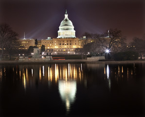 US Capitol Night Reflection Washington DC