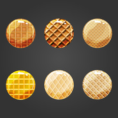 Set of round buttons with waffle texture
