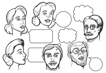 Set of male and female portraits