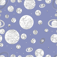 Black white pattern planets of the solar system.