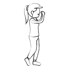 Woman practicing exercise character