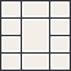 Photo collage frames. Vintage photo album, application template