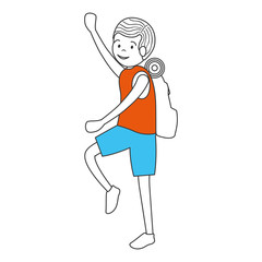 tourist man climbing avatar character