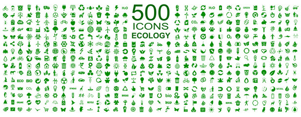 Set of 500 ecology icons – stock vector - obrazy, fototapety, plakaty