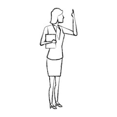 businesswoman with paper office pointing gesturing