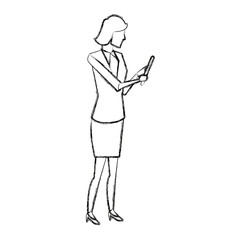 businesswoman holding tablet pc device work