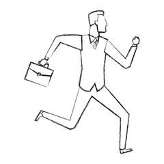 businessman running with his briefcase