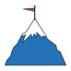 success icon mountain with flag on a peak as aim achievement or leadership