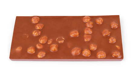 Chocolate with hazelnuts closeup