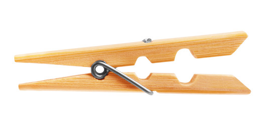 Wooden Cloth Pegs Isolated on White Background