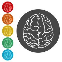 Brain light bulb icons set 