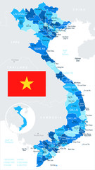 Vietnam - map and flag illustration