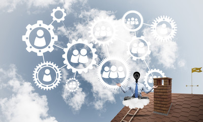 Concept of security and privacy protection with camera headed ma