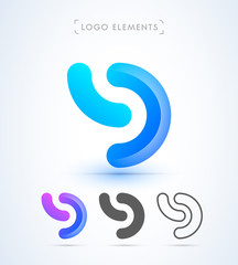 Vector abstract letter b logo template. Origami material design.