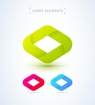Abstract hexagon rombe logo template. Material design.