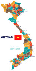 Vietnam - map and flag – illustration
