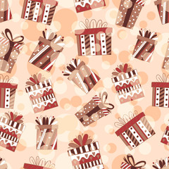 Seamless repeating pattern of gift wrapping