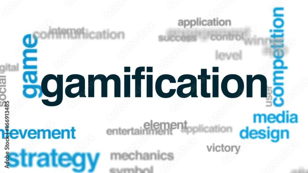 Poster gamification animated word cloud, text design animation.