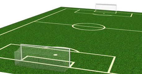 soccer field / football field top view with green natural grass - soccer background 3d render
