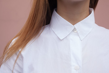 Collar white shirt on the woman