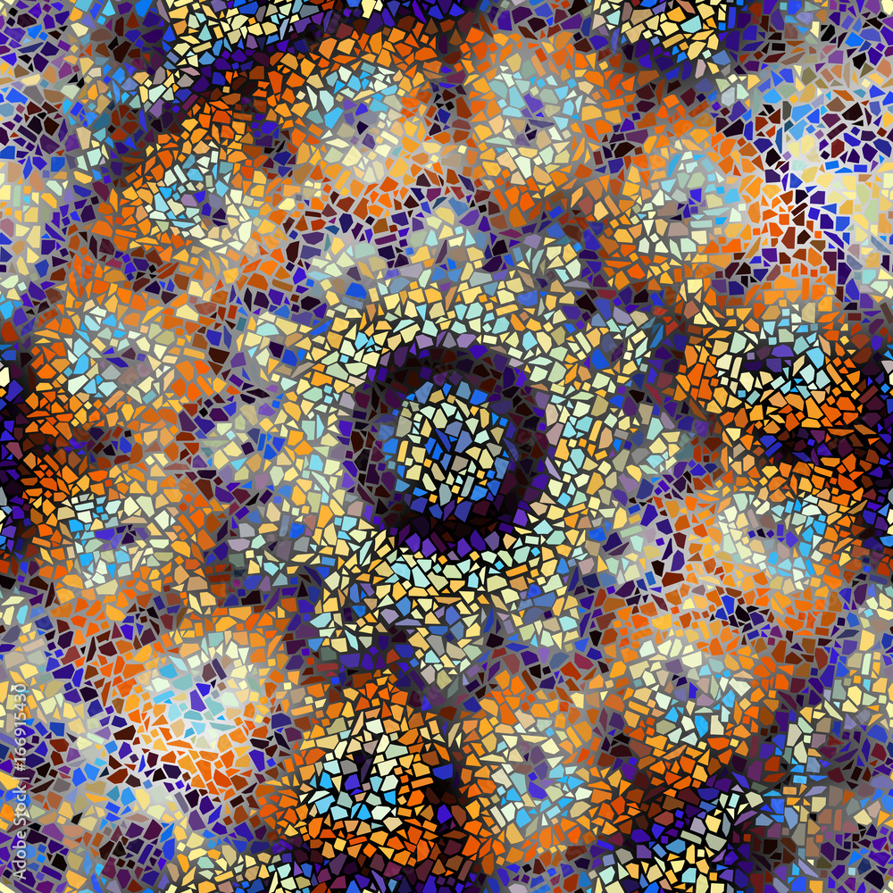 Poster Seamless background pattern. Decorative round mosaic art pattern.