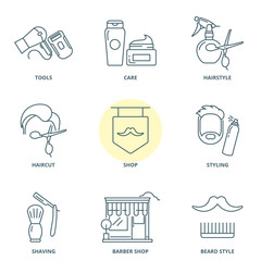 Barber linear vector icons set