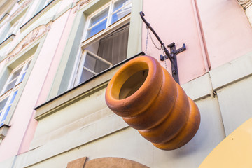 Sign of Trdelnik - traditional rolled pastry dessert in Czech