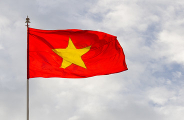 Flag of Vietnam on the sky