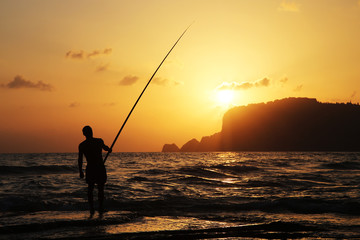 Fototapeta premium Sunset Fisherman