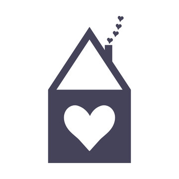 Home Sweet Home icon or vector label. House symbol with a heart symbol. Housewarming sign.