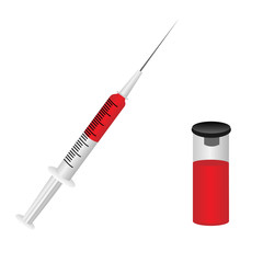 medical blood analysis with syringe 