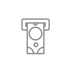 Atm with cash line icon. Banking and finance trendy vector illustration.
