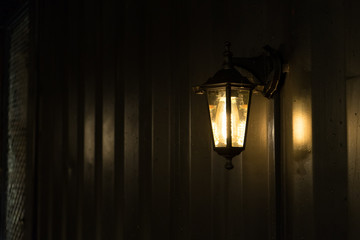 Lights in darkness with golden light effects and romantic vintage moments