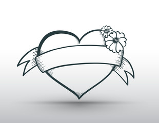Heart banner drawn for love