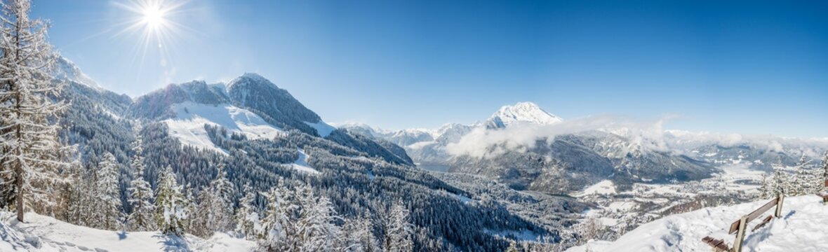 Panorama Berchtesgaden Winter Alpen