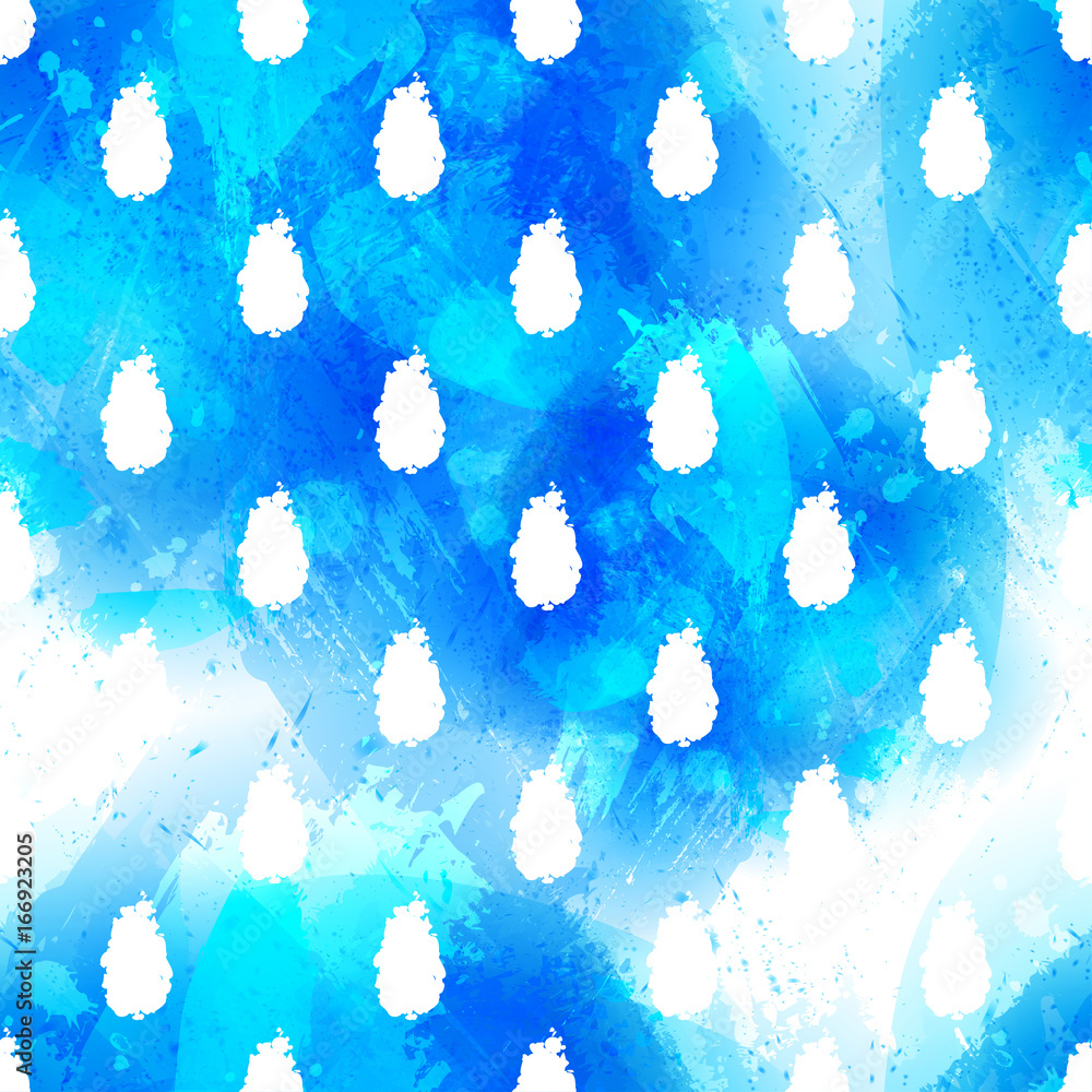 Poster vector seamless pattern white water drops on vector watercolor texture. abstract background with wat