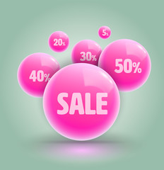 Pink ball group for sale promotion advertising.