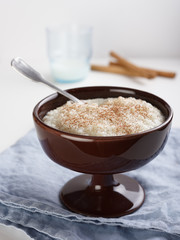 Rice pudding with cinnamon