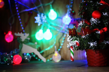 new year composition Christmas tree decorations