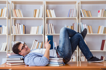 Young student taking break and falling asleep