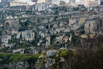Fototapeta na wymiar View of Matera Sassi Dwellings