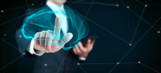 Close up of businessman hand holding brain in palm