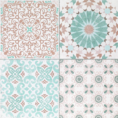 Beautiful old ceramic tile patterns in the park public.