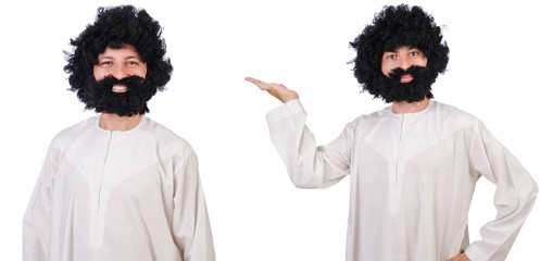 Hairy funny man isolated on the white